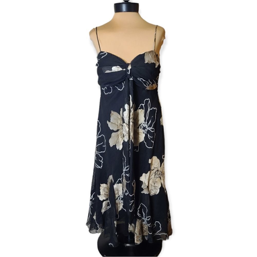 VINTAGE SL Fashions Black Floral Dress Size 8